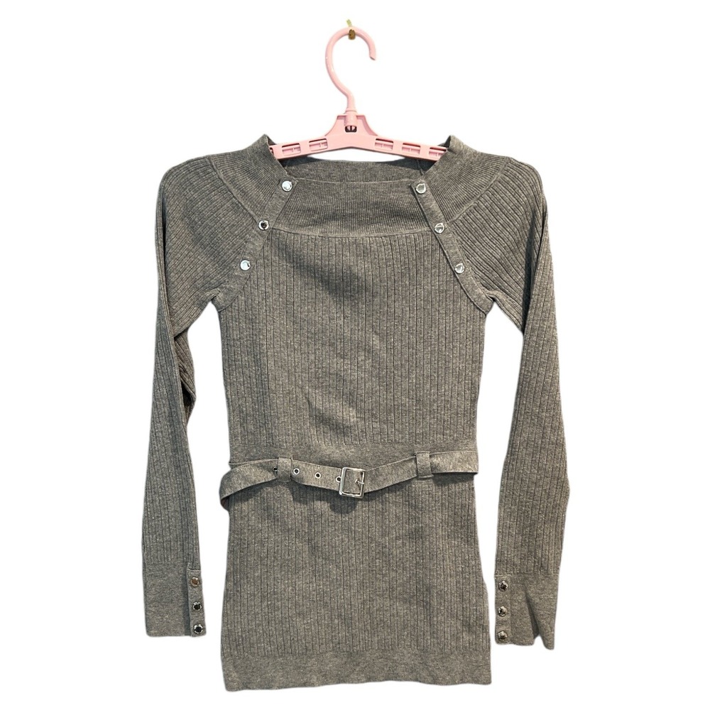 White House Black Market Women's Gray Long Sleeve Off-Shoulder‎ Blouse, Size XS